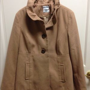 Old Navy camel ruffle collar pea coat